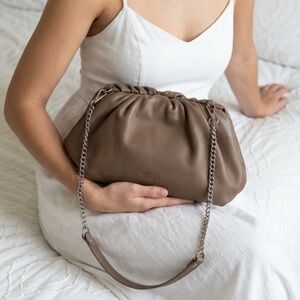 Genuine Leather Brown Crossbody Dumpling Bag